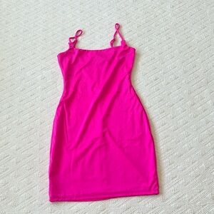 h:ours Neon Pink Bodycon Mini Dress